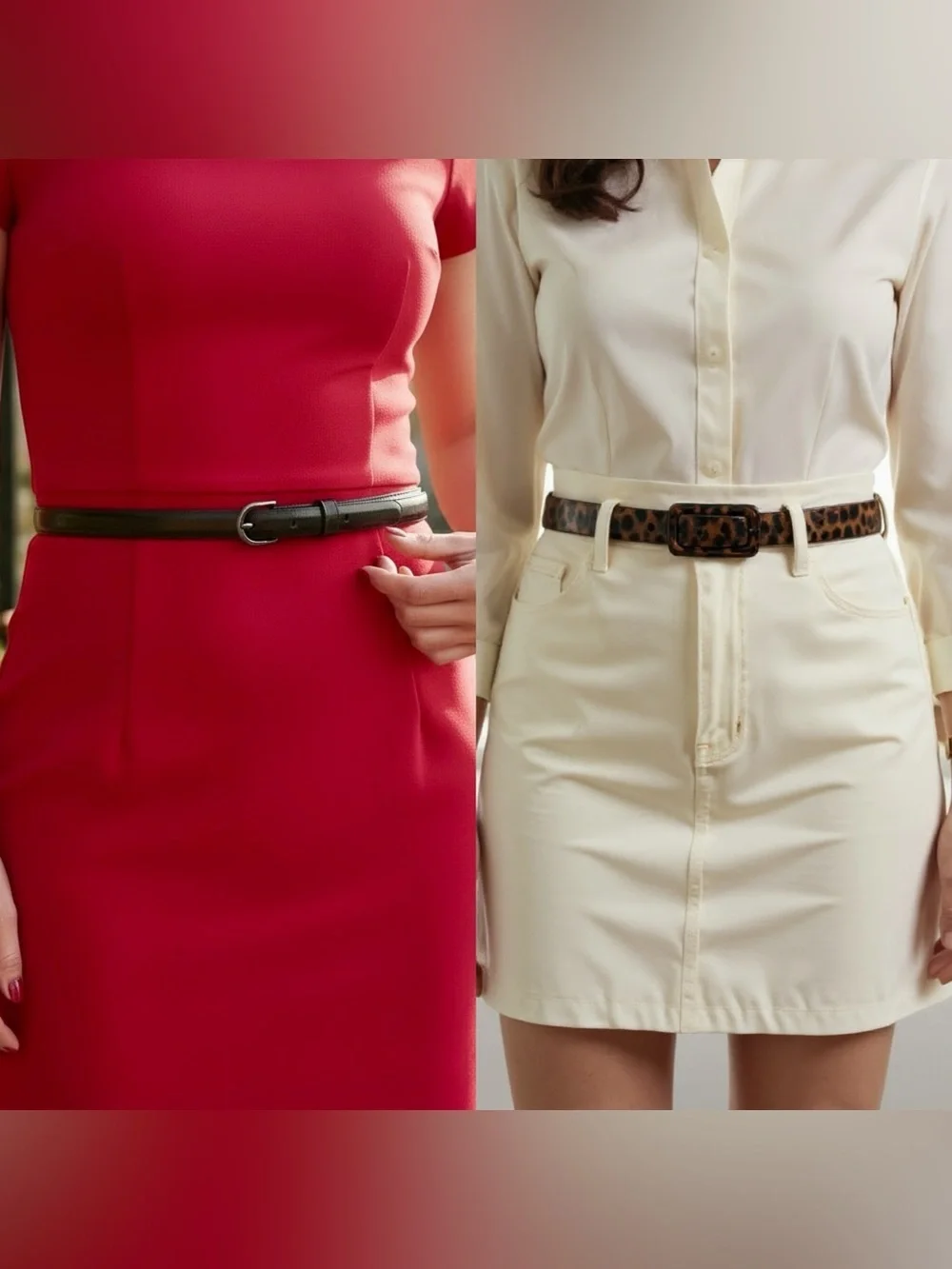 THE LIMITED Set Of Two Size Small Skinny Belts Leopard & Black